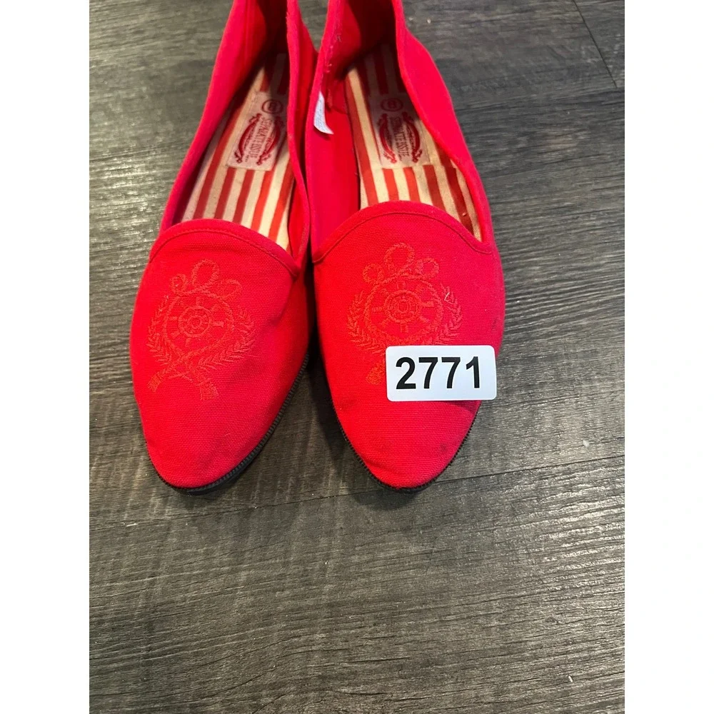 Separate Issue Womens Flats Nautical Crest Embroidery Red Size 8